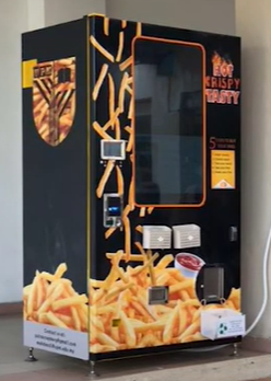La máquina expendedora suministra chips