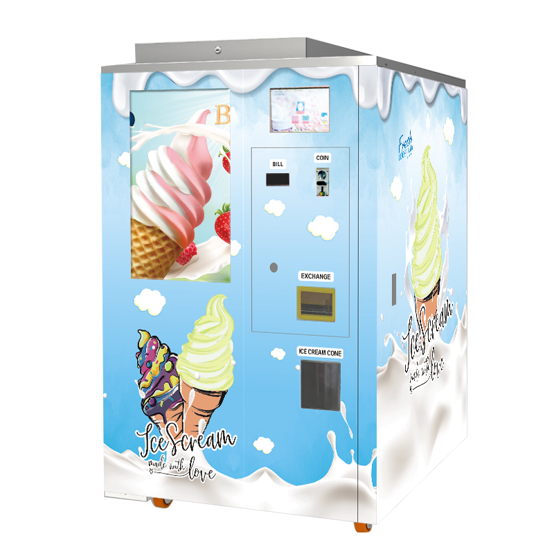2 máquinas de helado vendiendo de sabor
